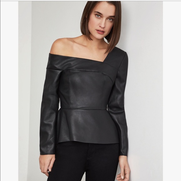 bcbg one shoulder peplum top